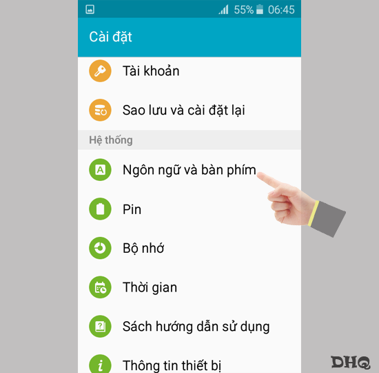 Chọn Ngôn ngữ và bàn phím